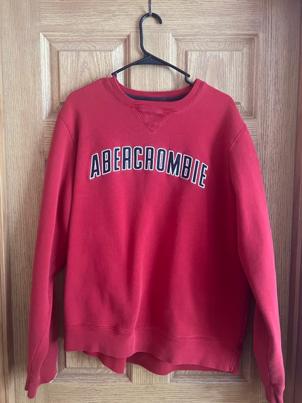 Abercrombie & Fitch Red Fleece-Lined Sweatshirt with Navy Label